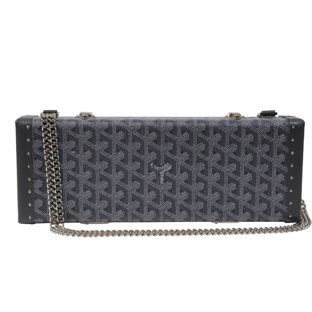Goyard Saint Honore Trunk Bag Leather Gray Shoulder Rectangle Clutch Hardsided